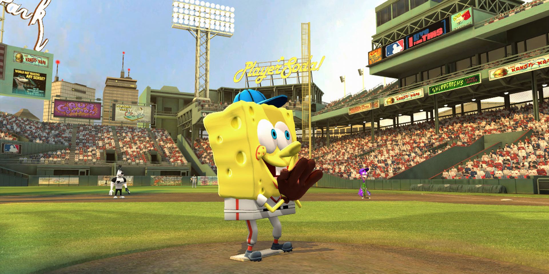 SpongeBob pitching in Nicktoons MLB