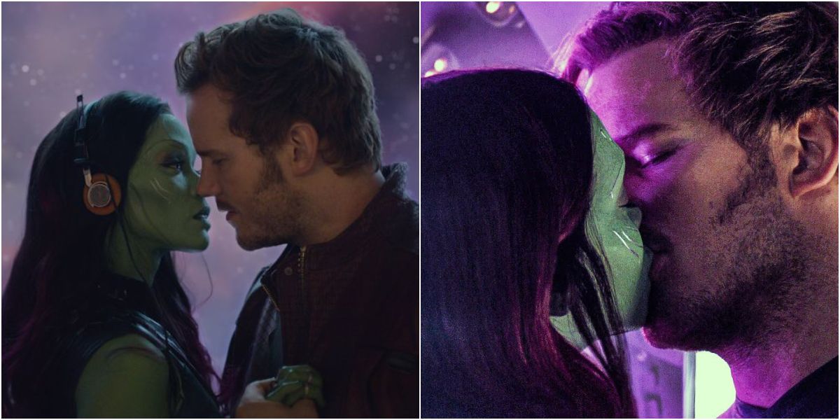 quill and gamora, MCU kisses