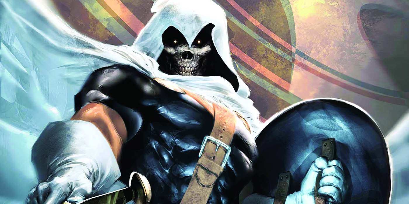 taskmaster with sword and shield from Marvel Comics