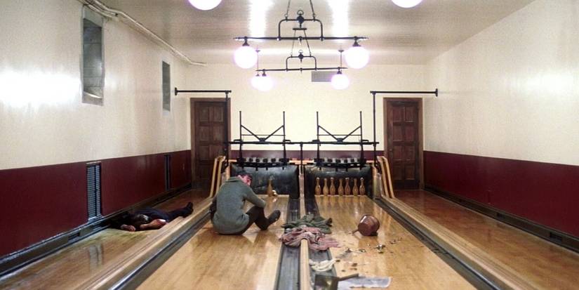 Daniel Plainview (Daniel Day-Lewis) sitting in his bowling alley after killing Eli Sunday (Paul Dano) in There Will Be Blood.
