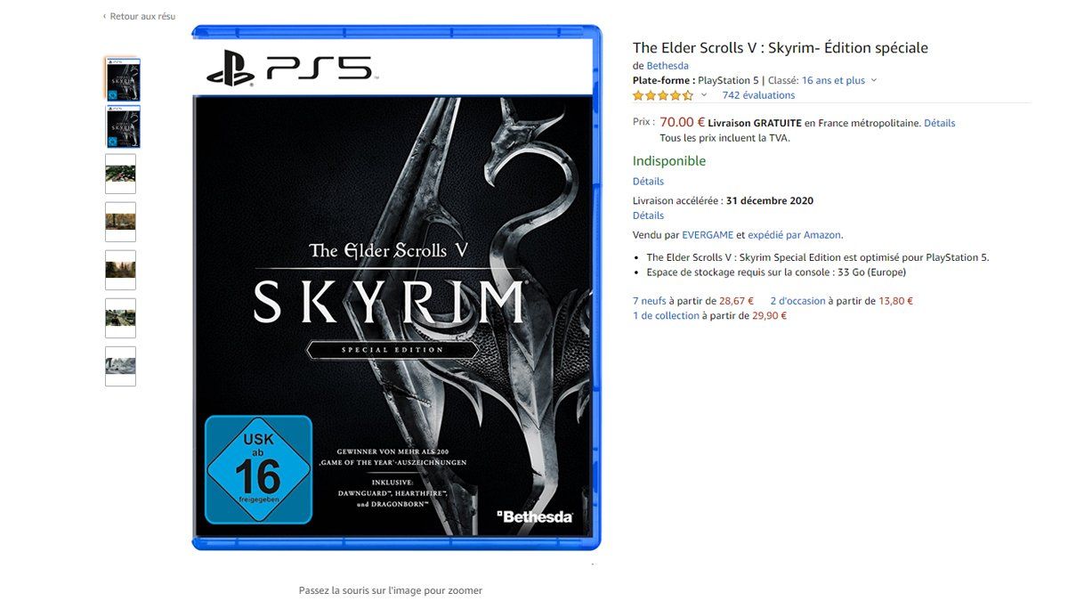 Skyrim PS5 Leak Amazon