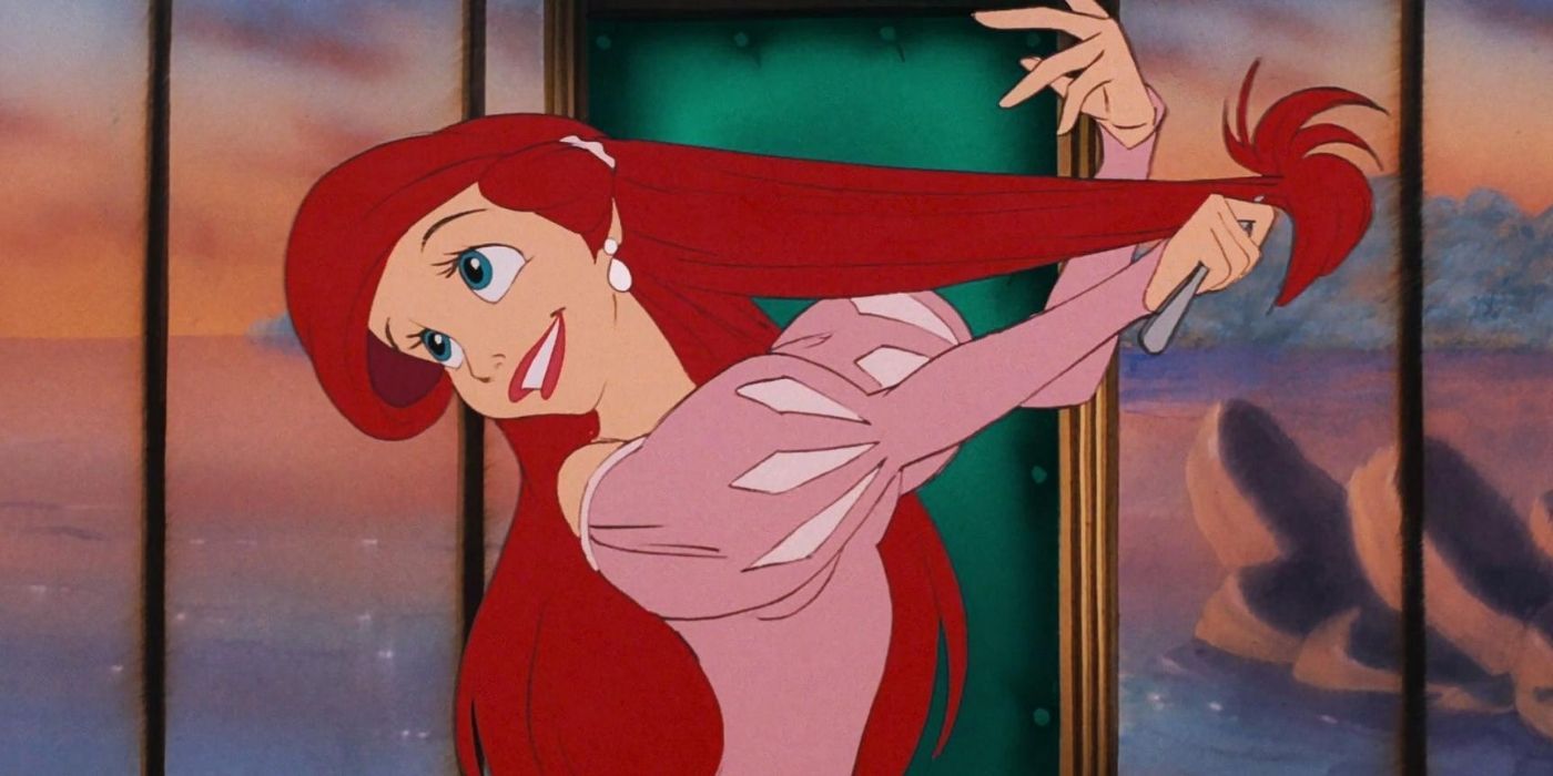 Ariel brushing hair with fork in The Little Mermaid