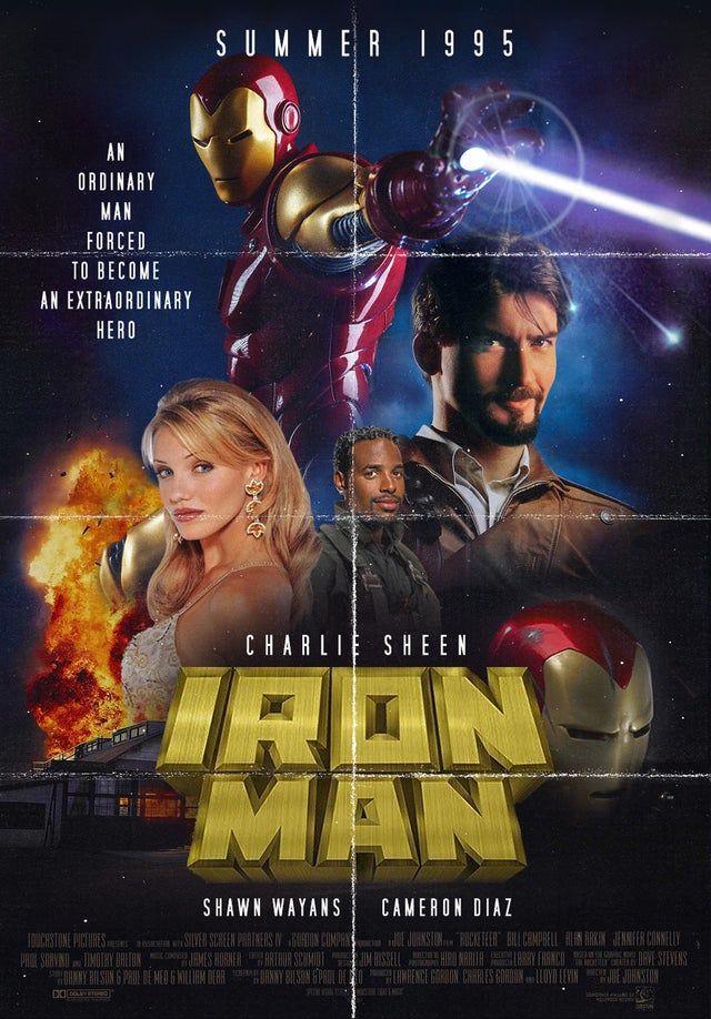 1995 Iron Man poster starring Charlie Sheen Shawn Wayans and Cameron Diaz