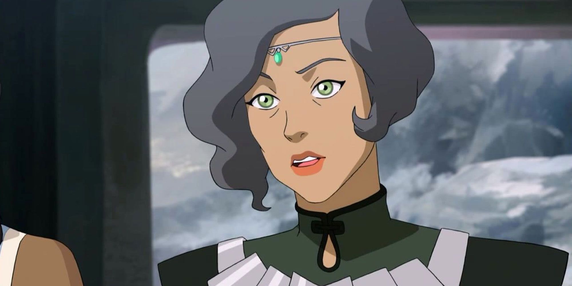 Suyin tilts her head to the side as she speaks in The Legend of Korra