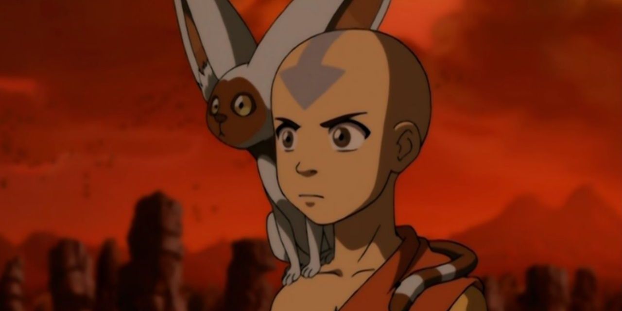 Aang looking determined in ATLA