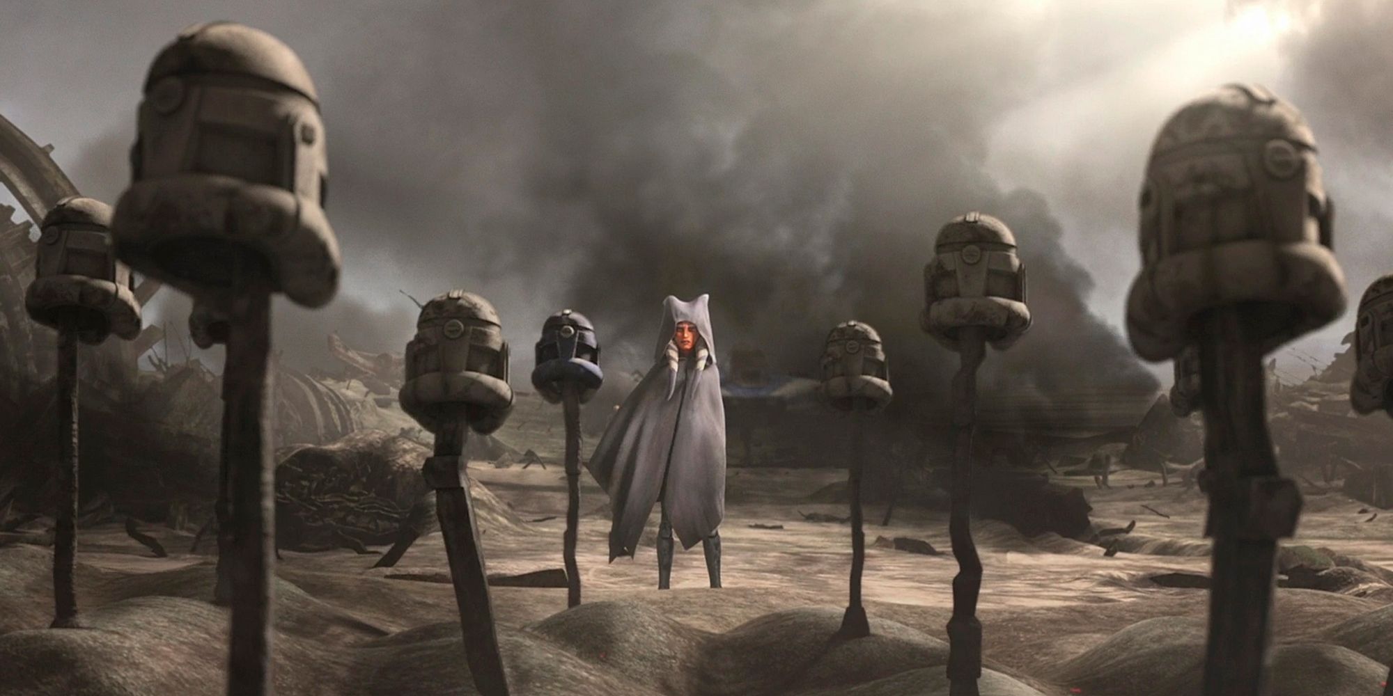 Ahsoka Tano buired the clones who tried to kill her after Order 66 in Star Wars The Clone Wars