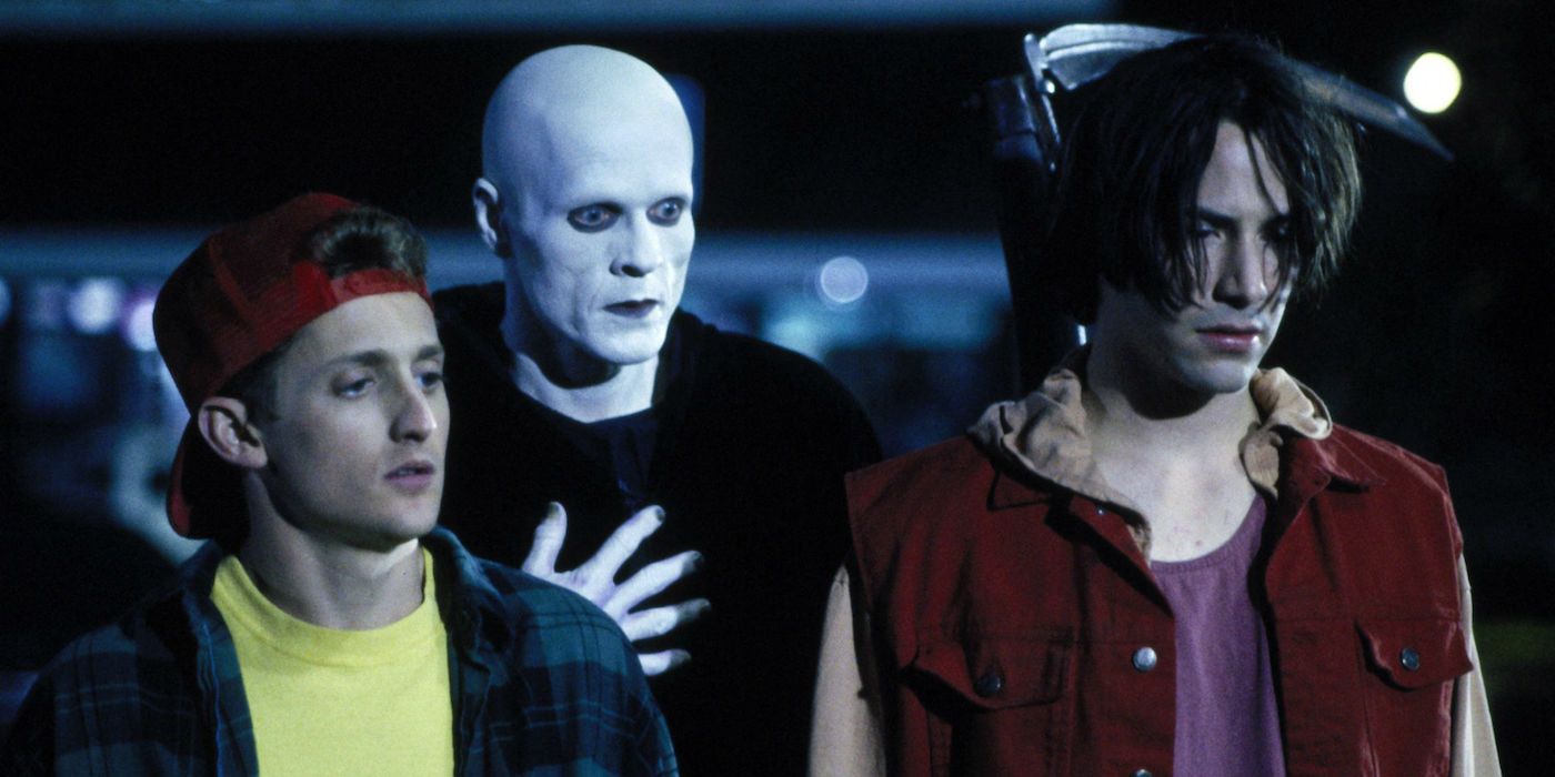 Bill and Ted standing with death in Bill &amp; Ted's Bogus Journey