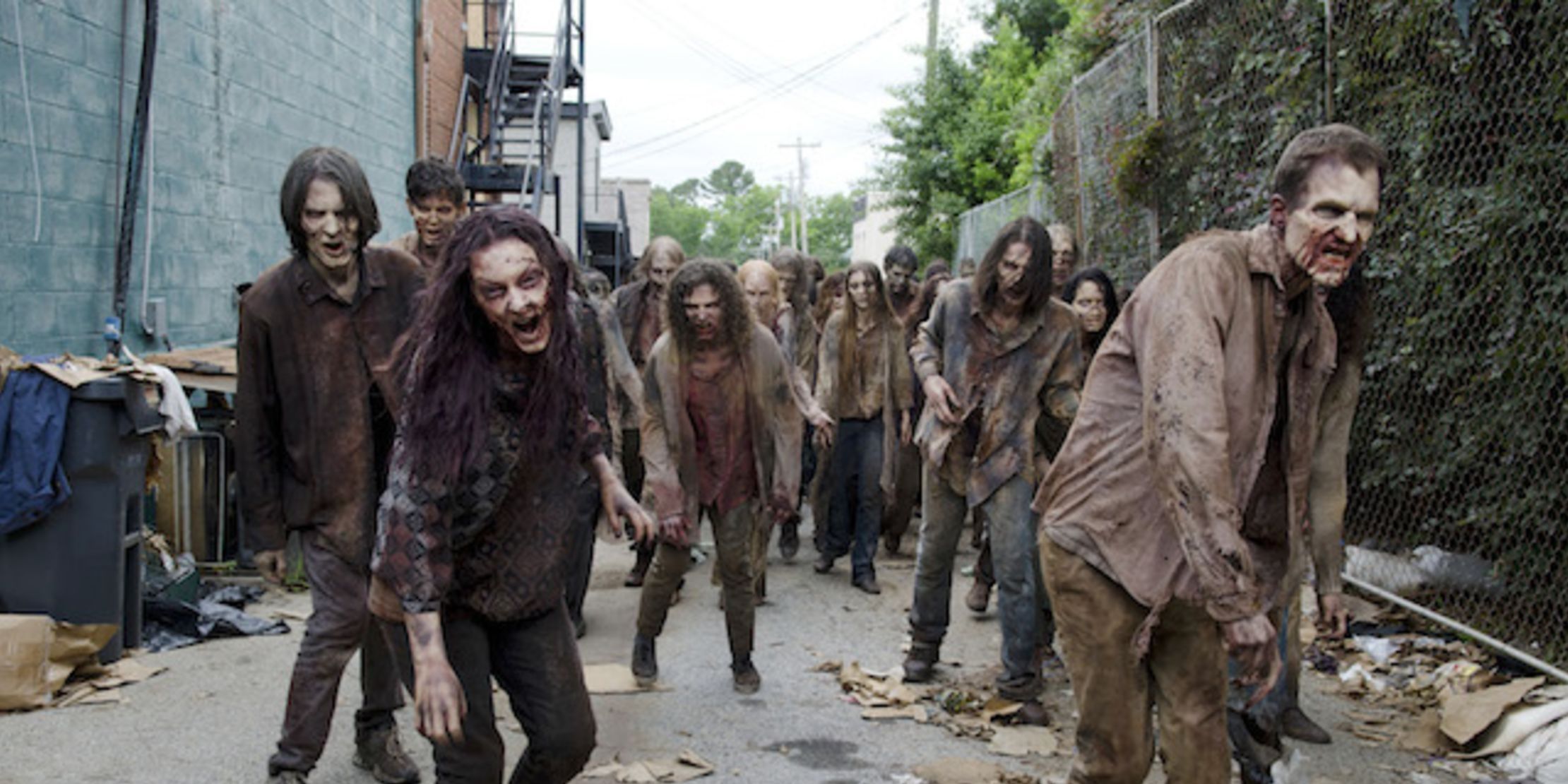 A horde of walkers in The Walking Dead