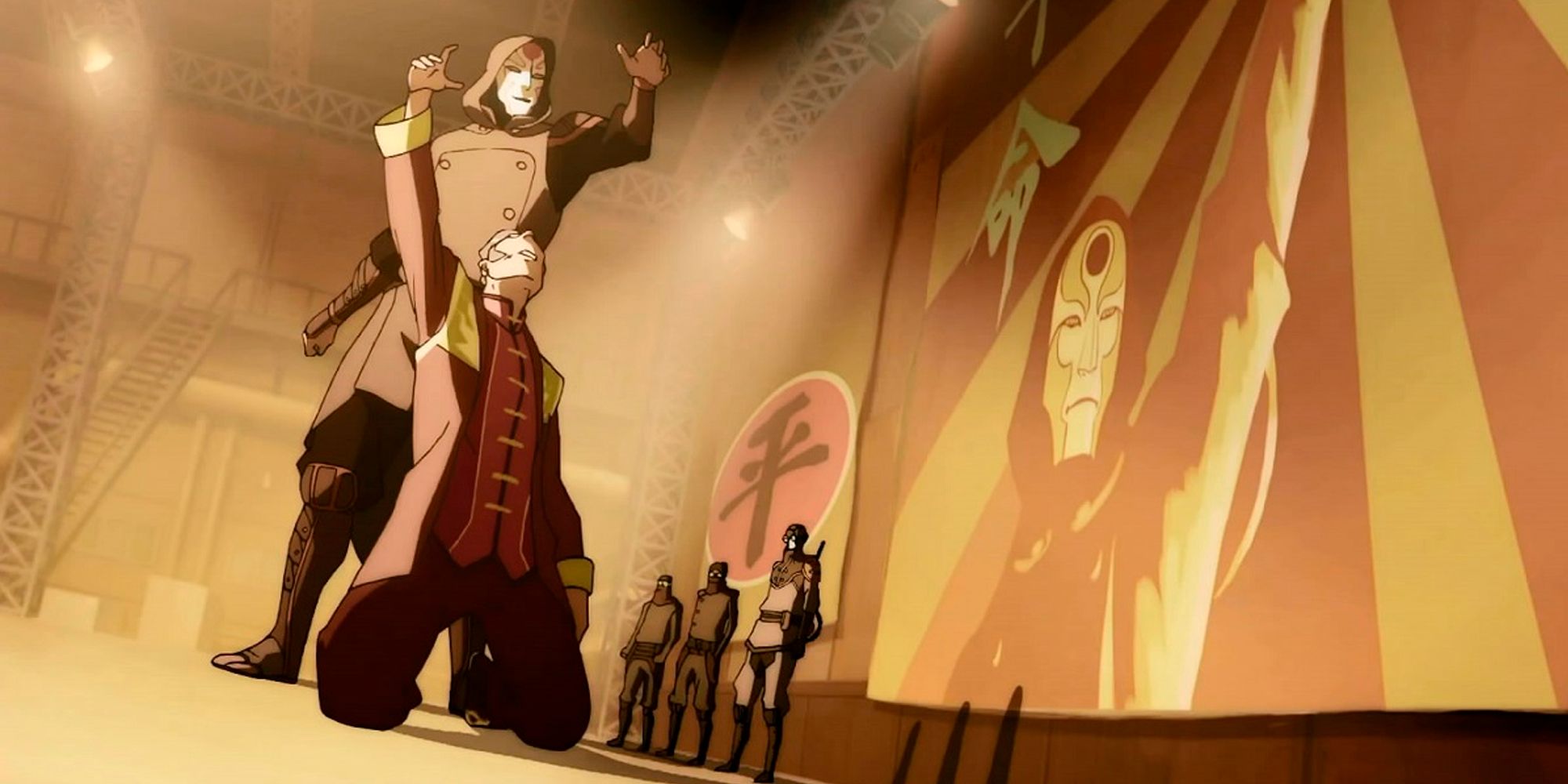Amon demonstrated his skills on rallies to gain followers in The Legend of Korra season 1