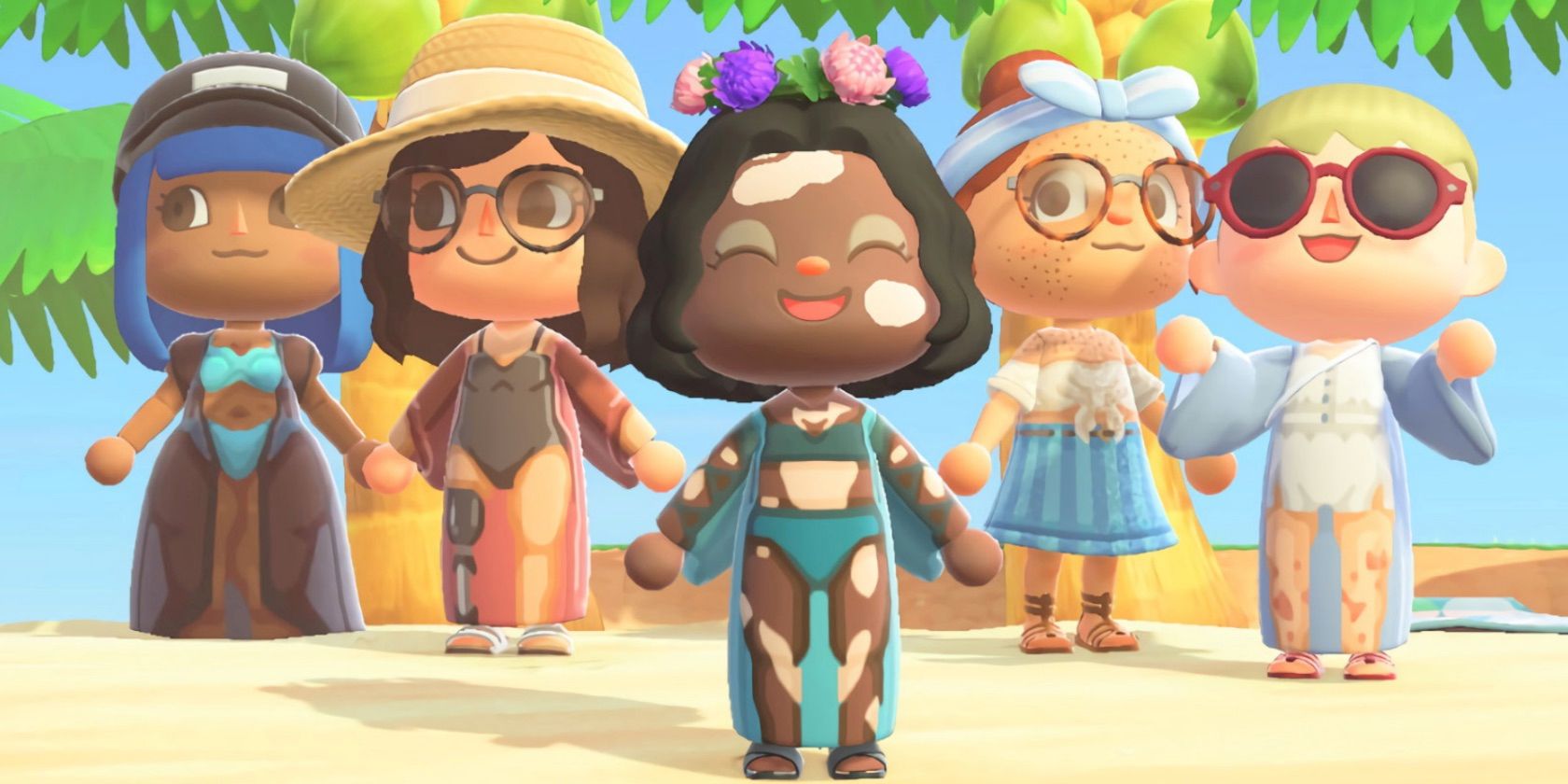 An image of avatars wearing QR codes from the inclusive Animal Crossing lookbook from Gillette.