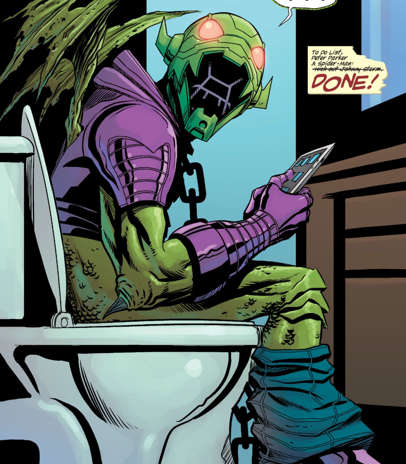 Annihilus chained to Spider-Man&rsquo;s toilet