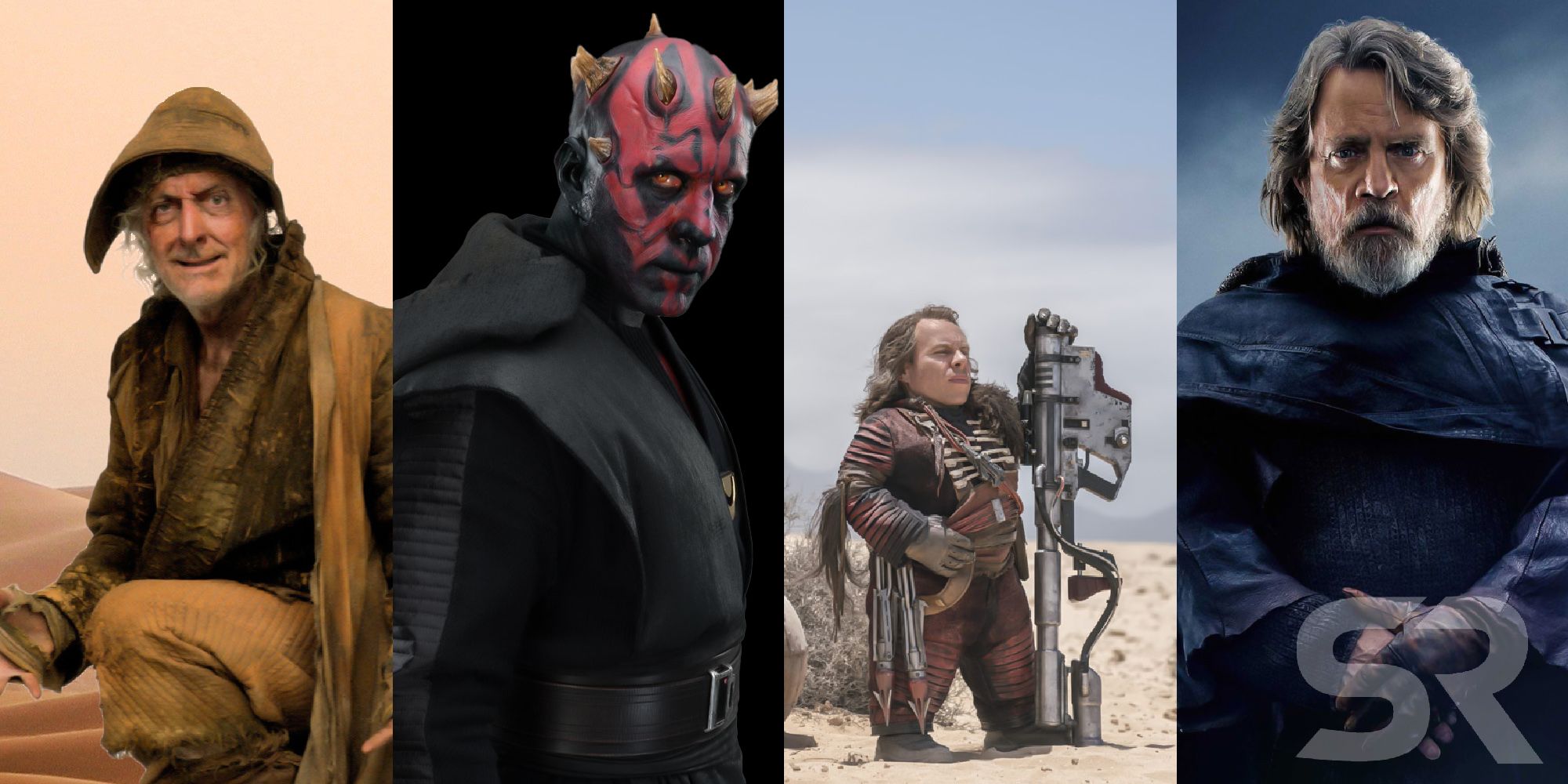 Anthony Davis, Mark Hamill, Ray Park Darth Maul and Warwick Davis in Solo A Star Wars Story