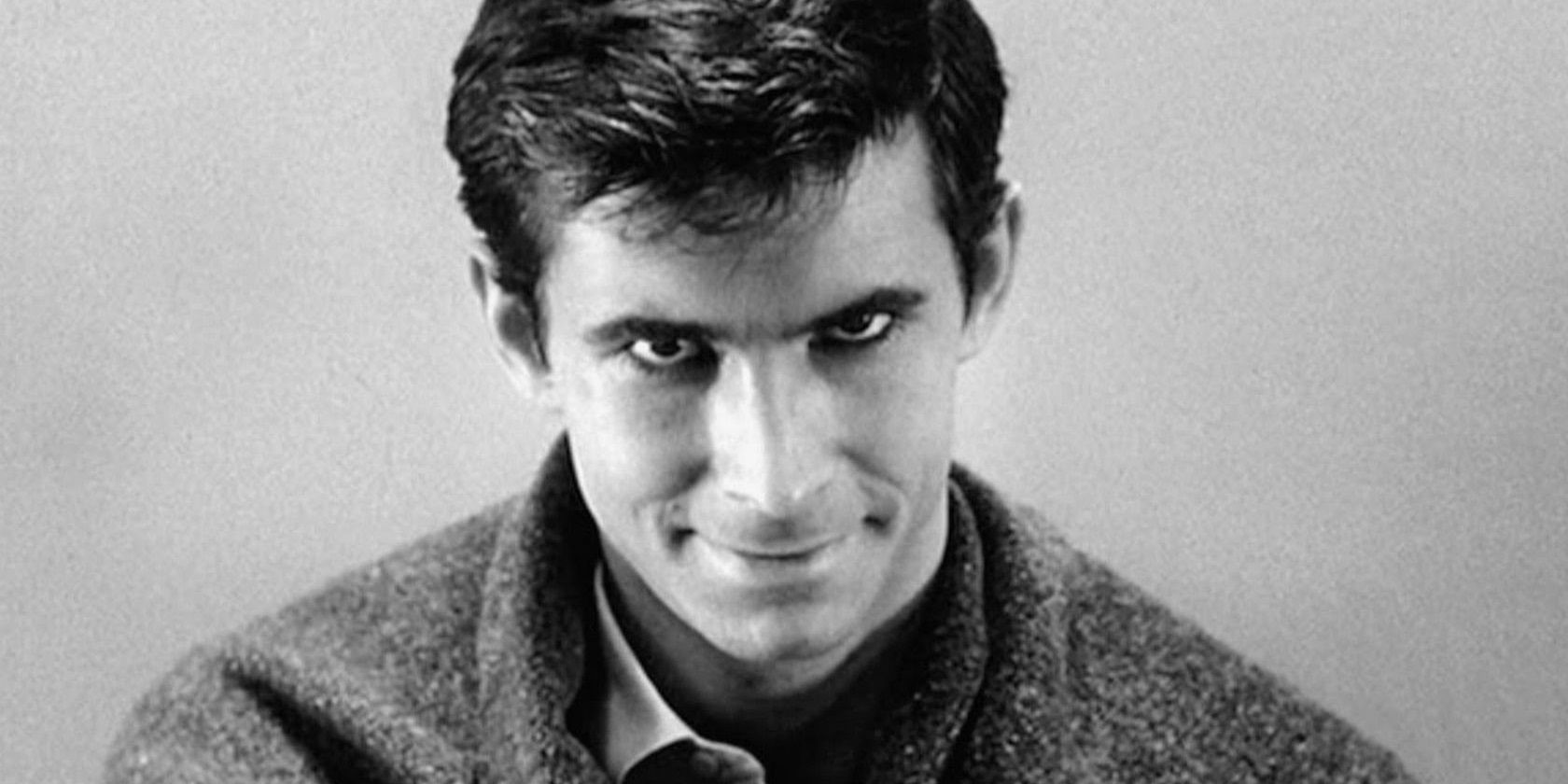 Anthony Perkins staring into the camera in Psycho