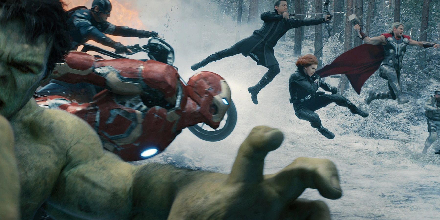 The Avengers head into battle in the opening of Avengers Age of Ultron