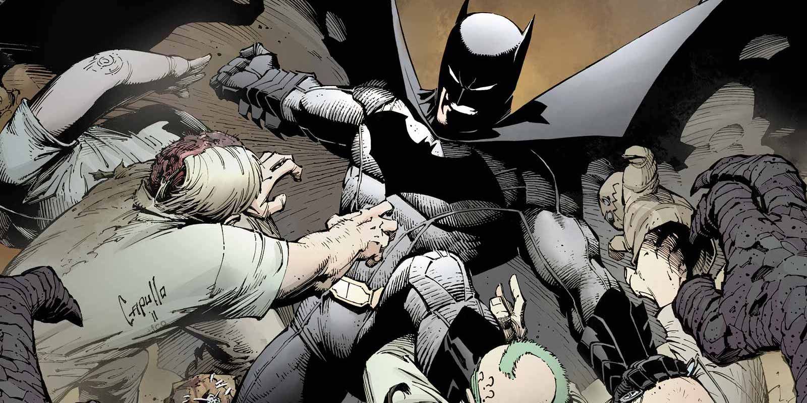 Batman fighting members of the Court of Owls