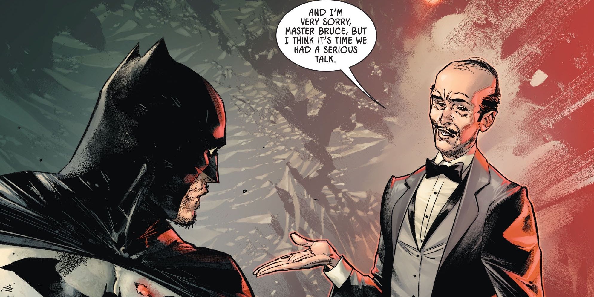 Alfred talking to Batman in the comics