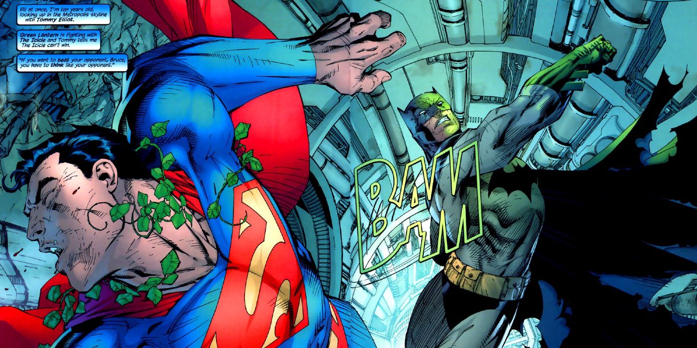Batman fighting Superman in Hush comic cropped