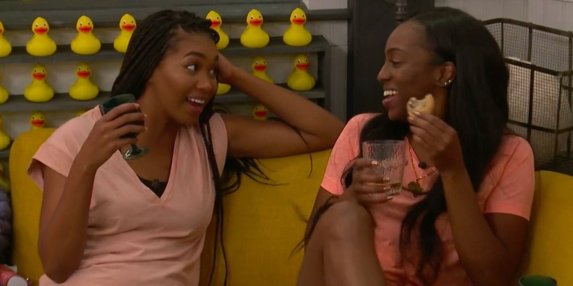 Da'Vonne And Bayleigh drinking together in Big Brother