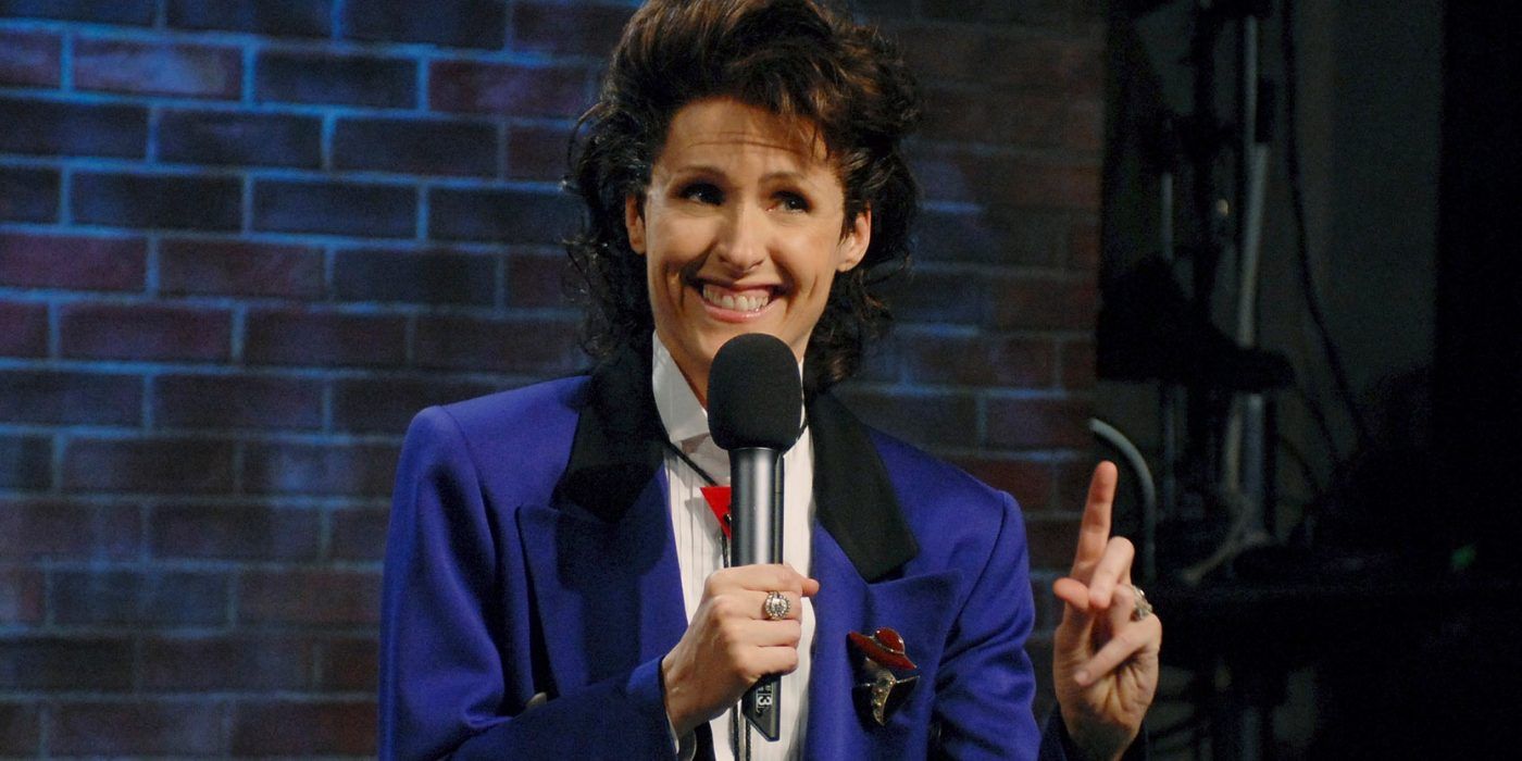 Molly Shannon doing a standup act on SNL.