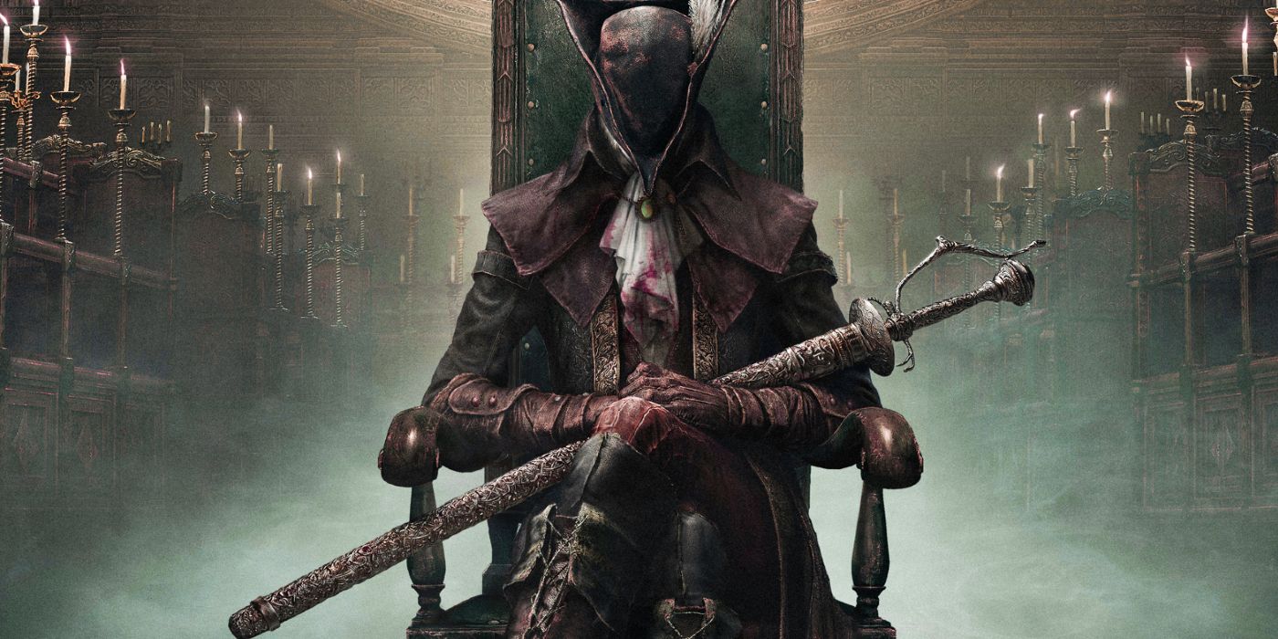 A character sitting on a throne in Bloodborne