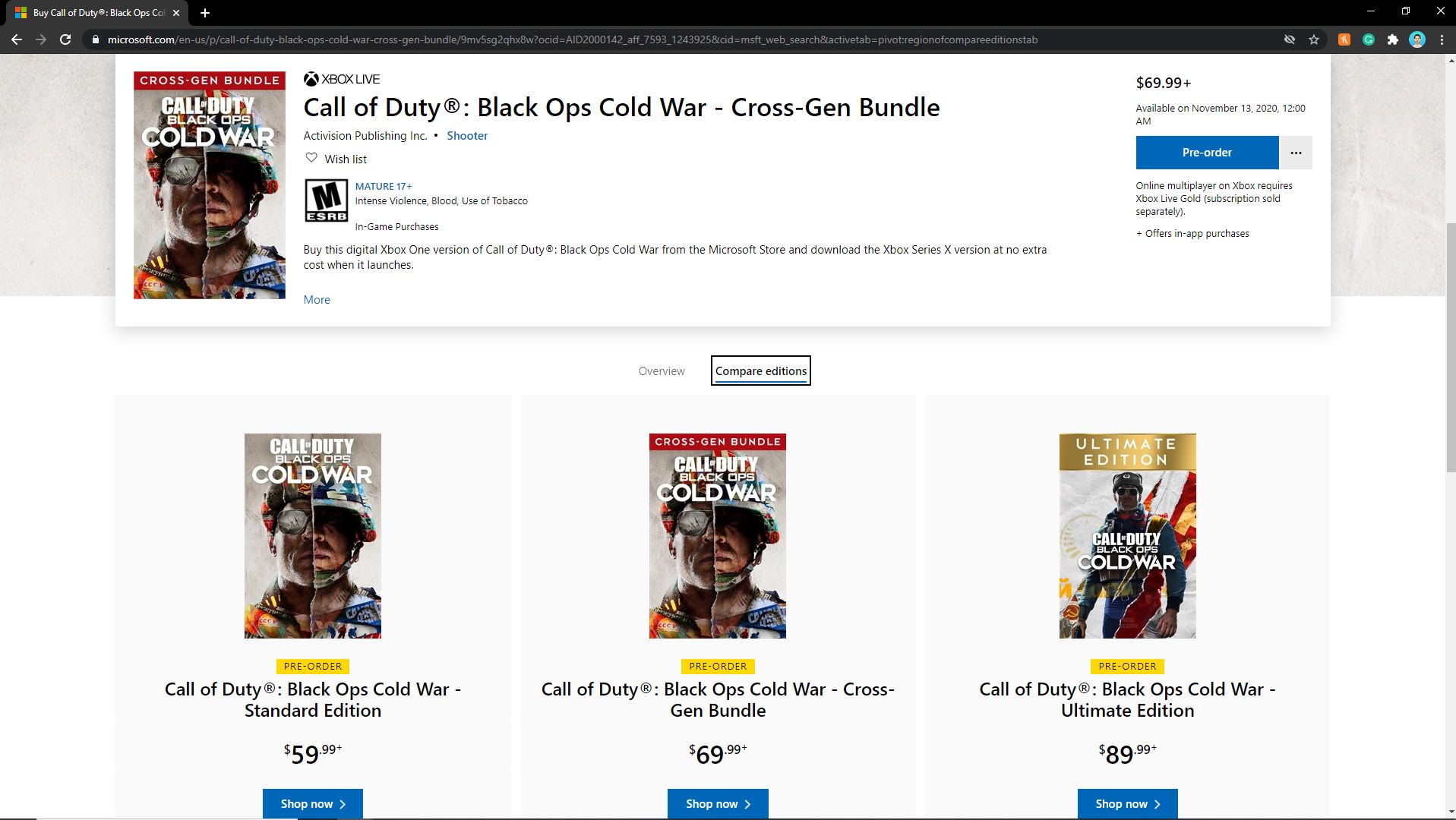 COD black ops cold war prices