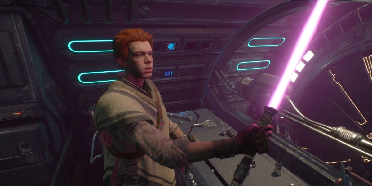 Cal Kestis alters his lightsaber in Jedi Fallen Order