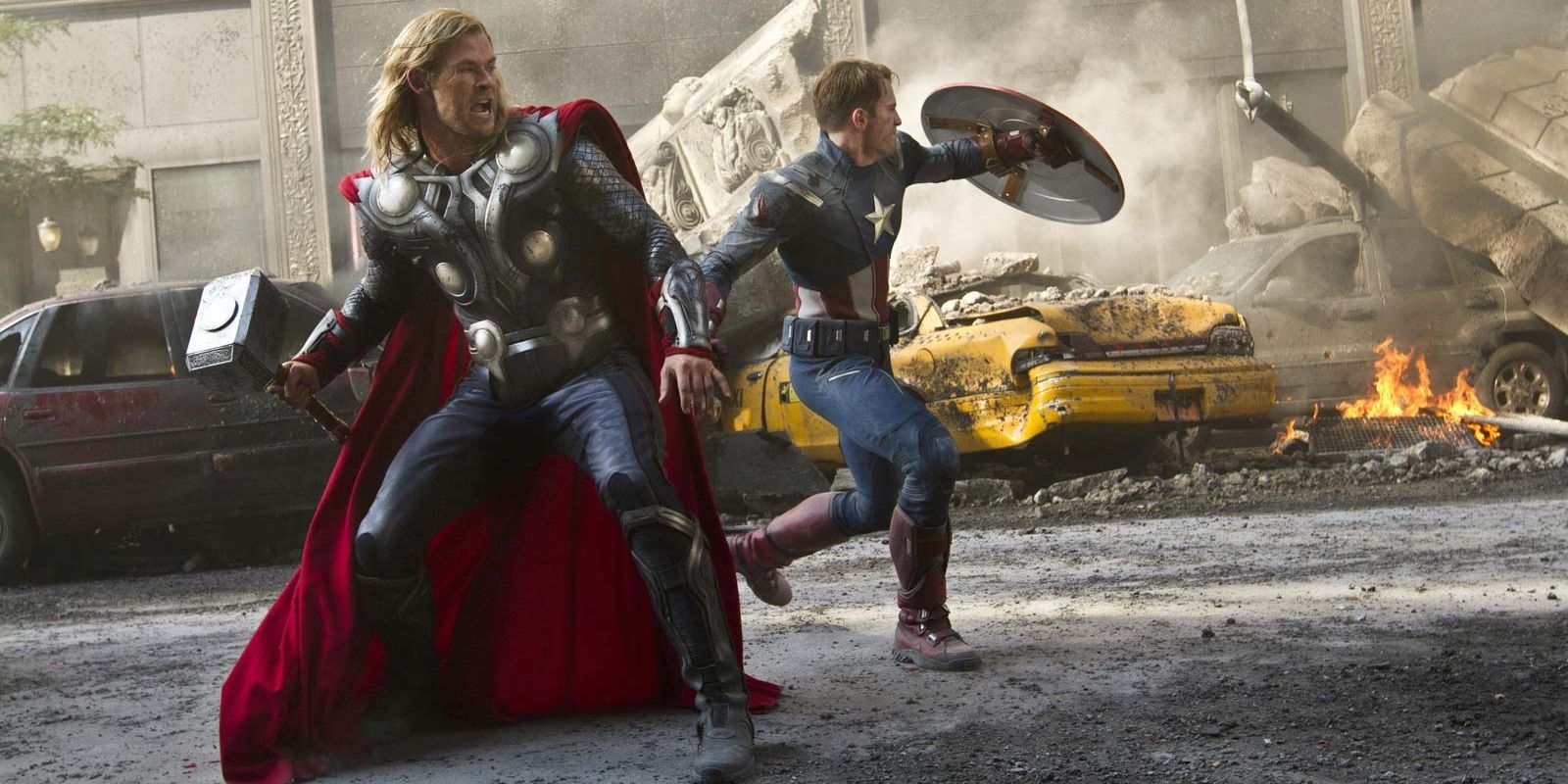 Cap and Thor fight alongside each other in The Avengers