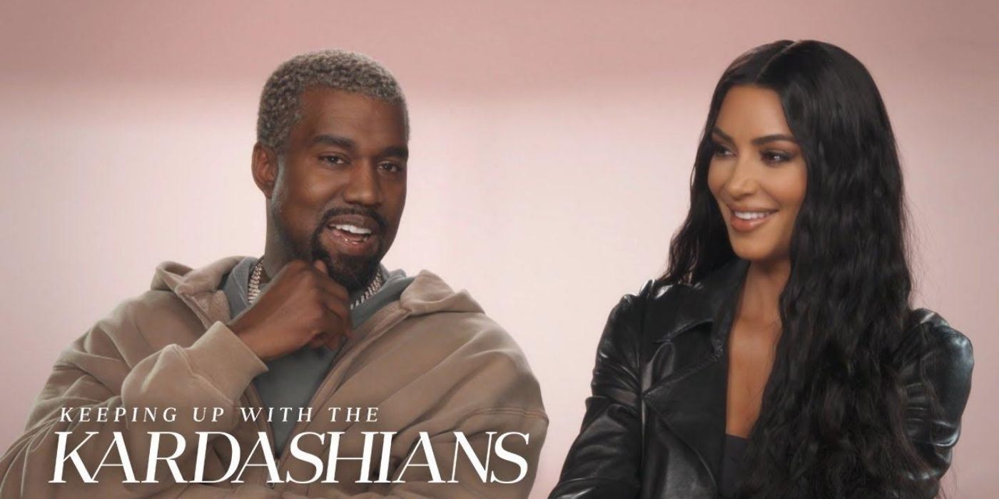 Kim and Kanye in a talking head on KUWTK