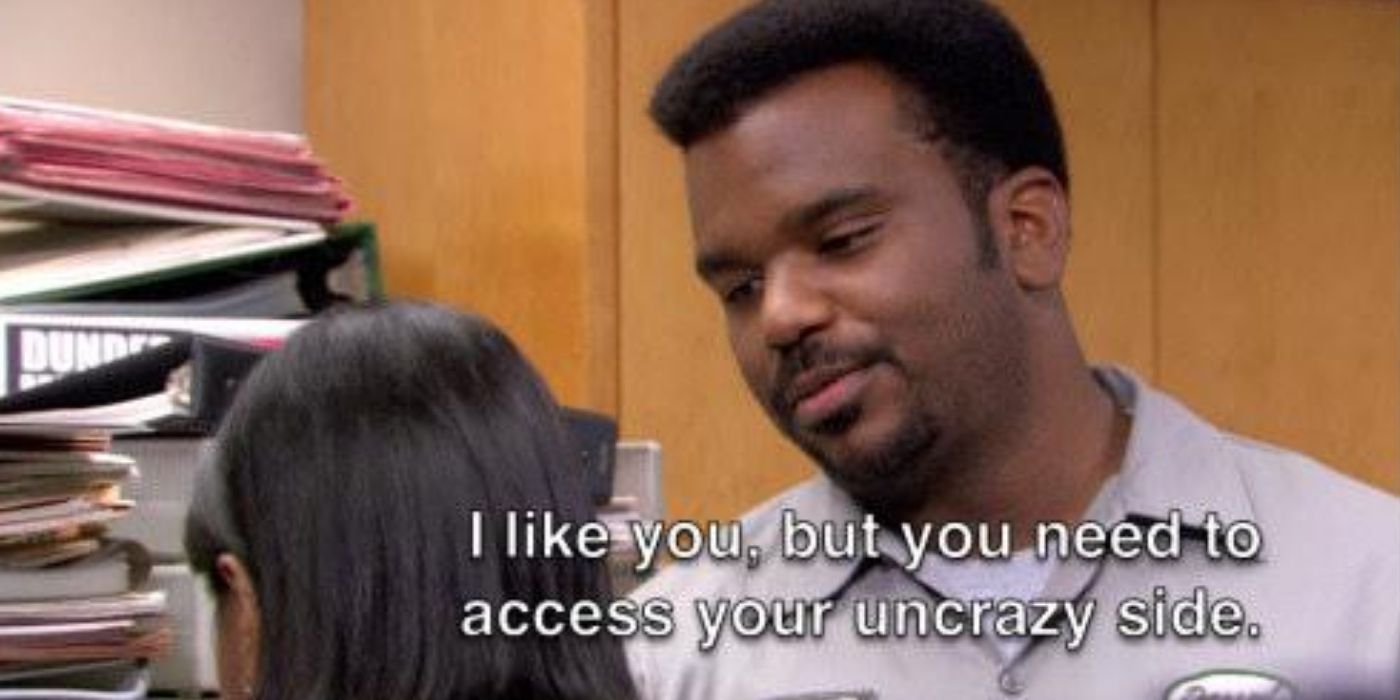 Darryl talks to Kelly at work on The Office