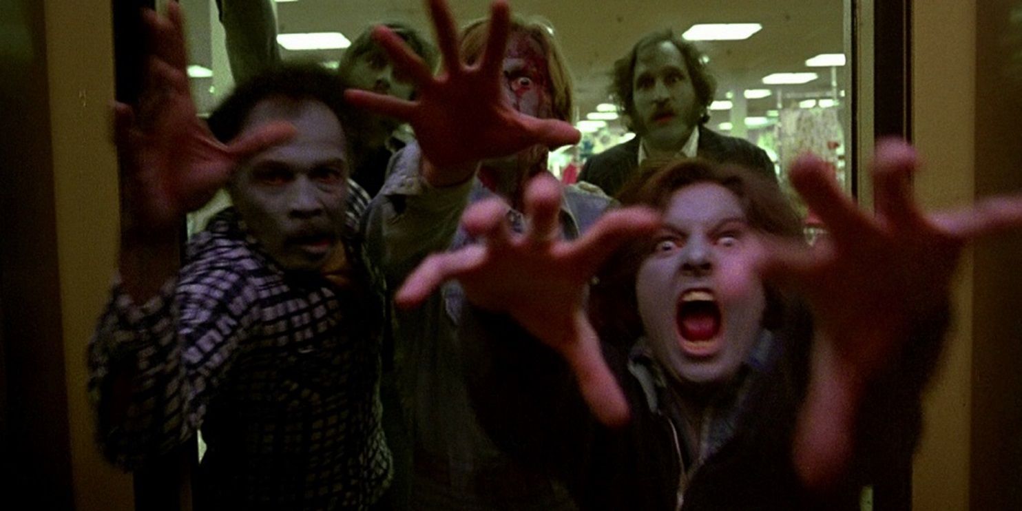 A horde of zombies in Dawn of the Dead