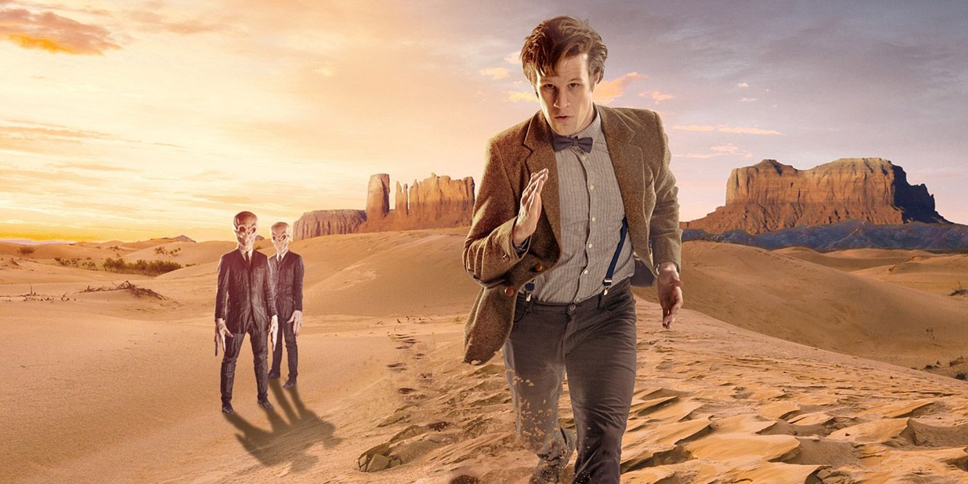 Matt Smith running in the desert as Doctor Who
