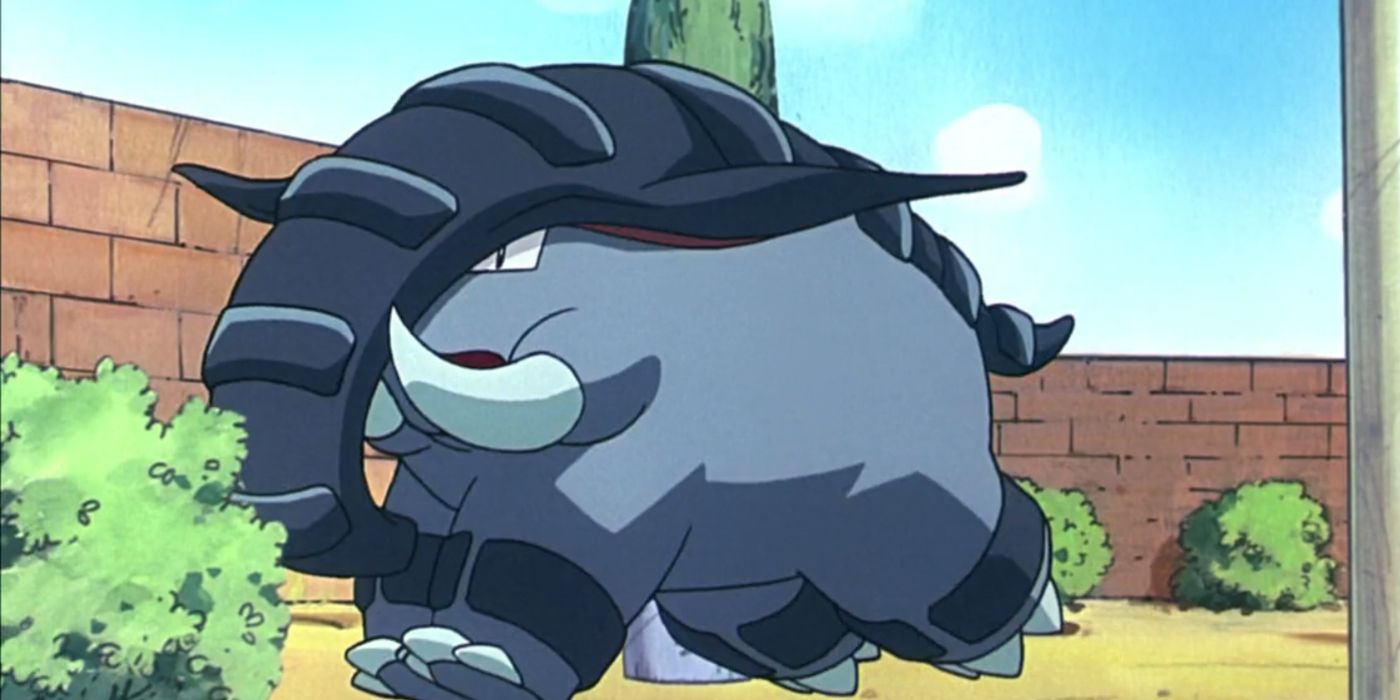 Ash's Donphan running in the Pokémon anime.