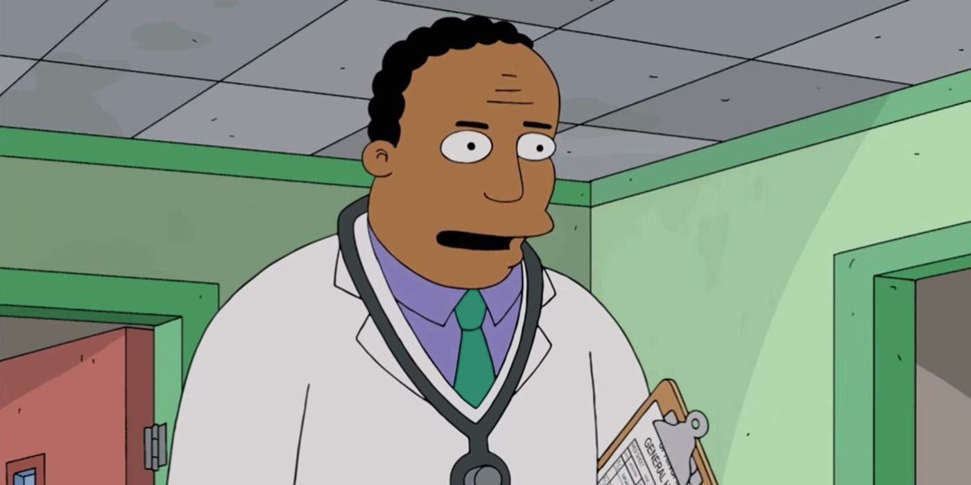 Dr. Hibbert holding a clipboard in The Simpsons