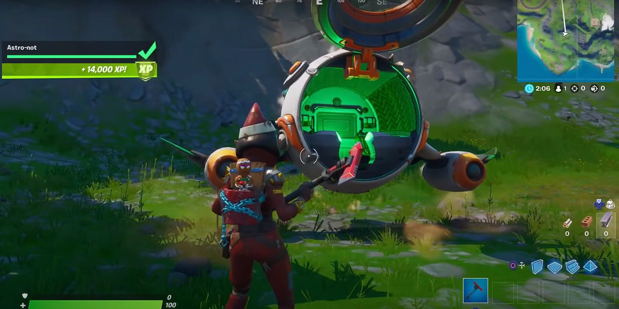A player finds the Ancient Ship again to complete the Fortnite Astro-Not Hidden Challenge during Week 10