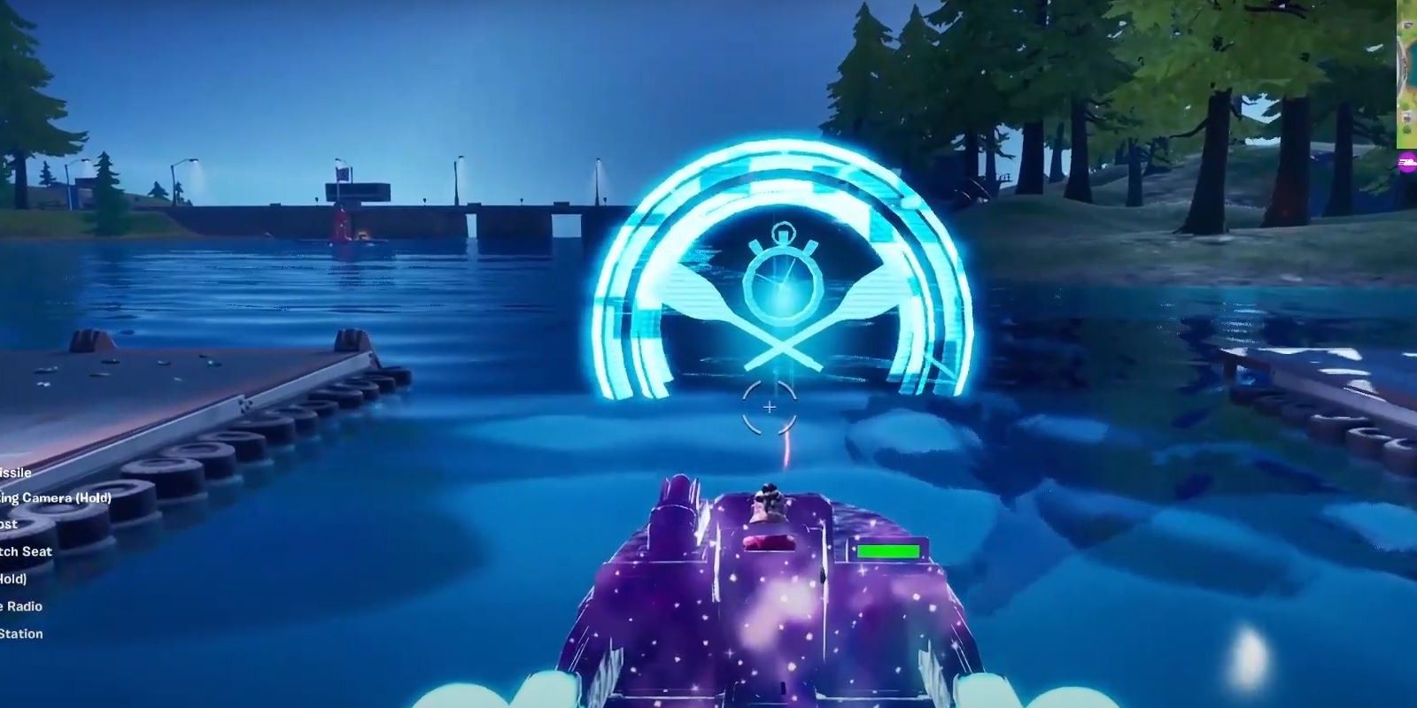 A player completes a Boat Time Trial at Motorboat Mayhem in Fortnite Season 3