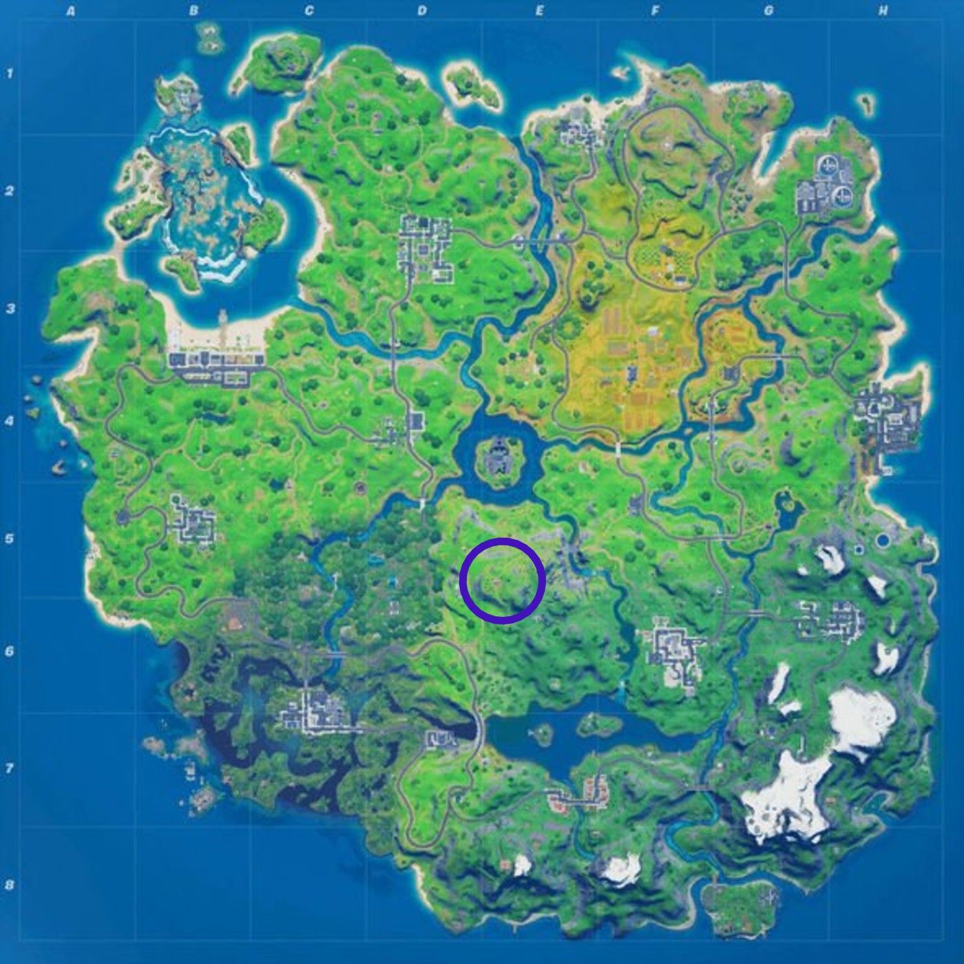 The map location for the Bifrost Rune Markings in Fortnite Season 4