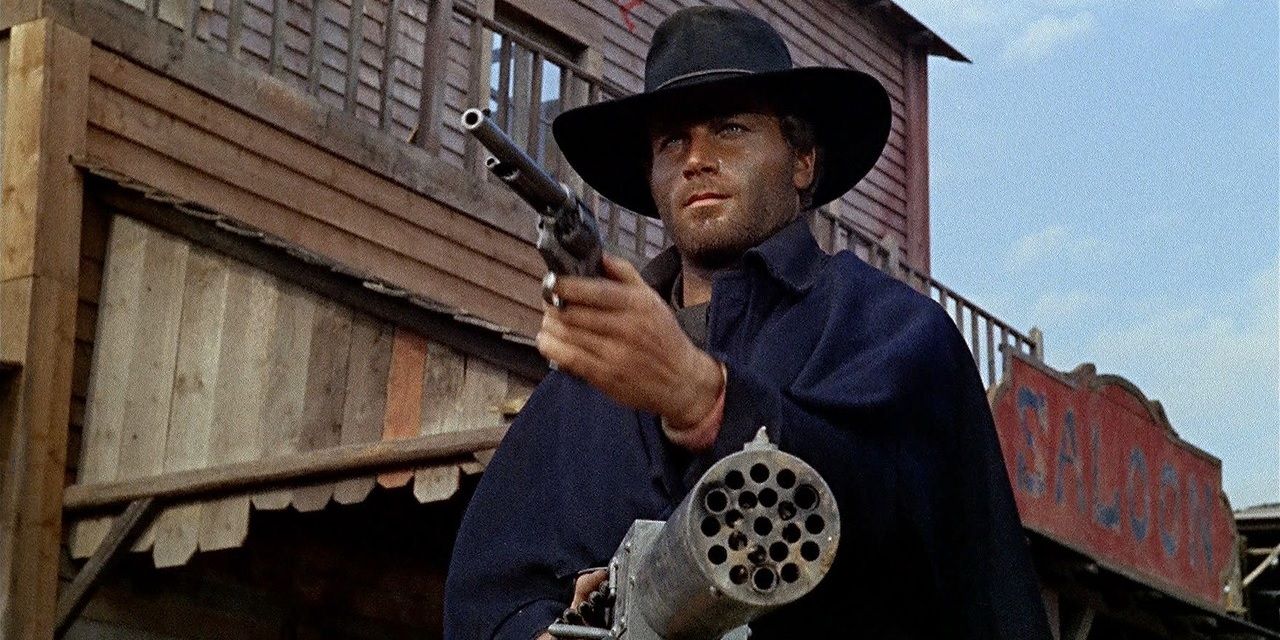Franco Nero with a pistol in Django from 1966.