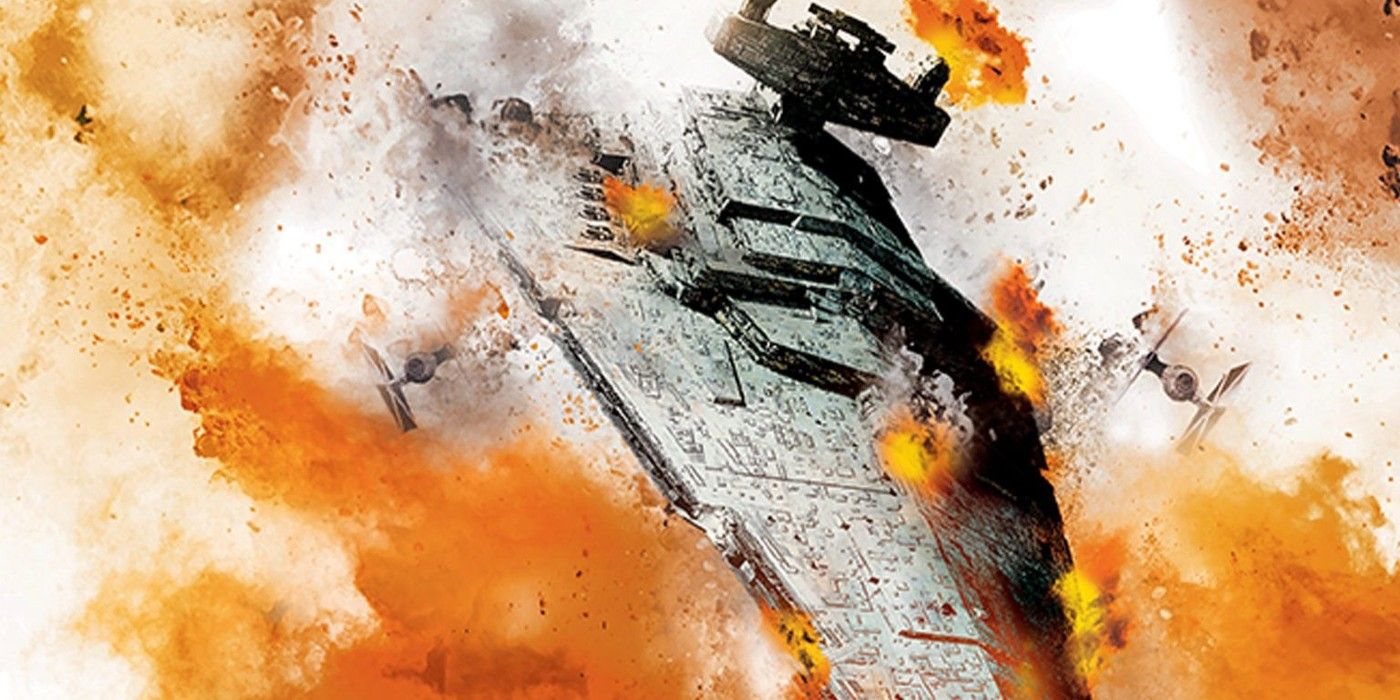 Arte de portada de Empire's End con Star Destroyer en Jakku
