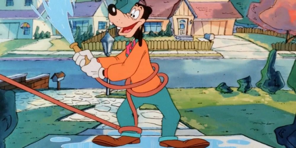 Goofy with a water hose in Goof Troop