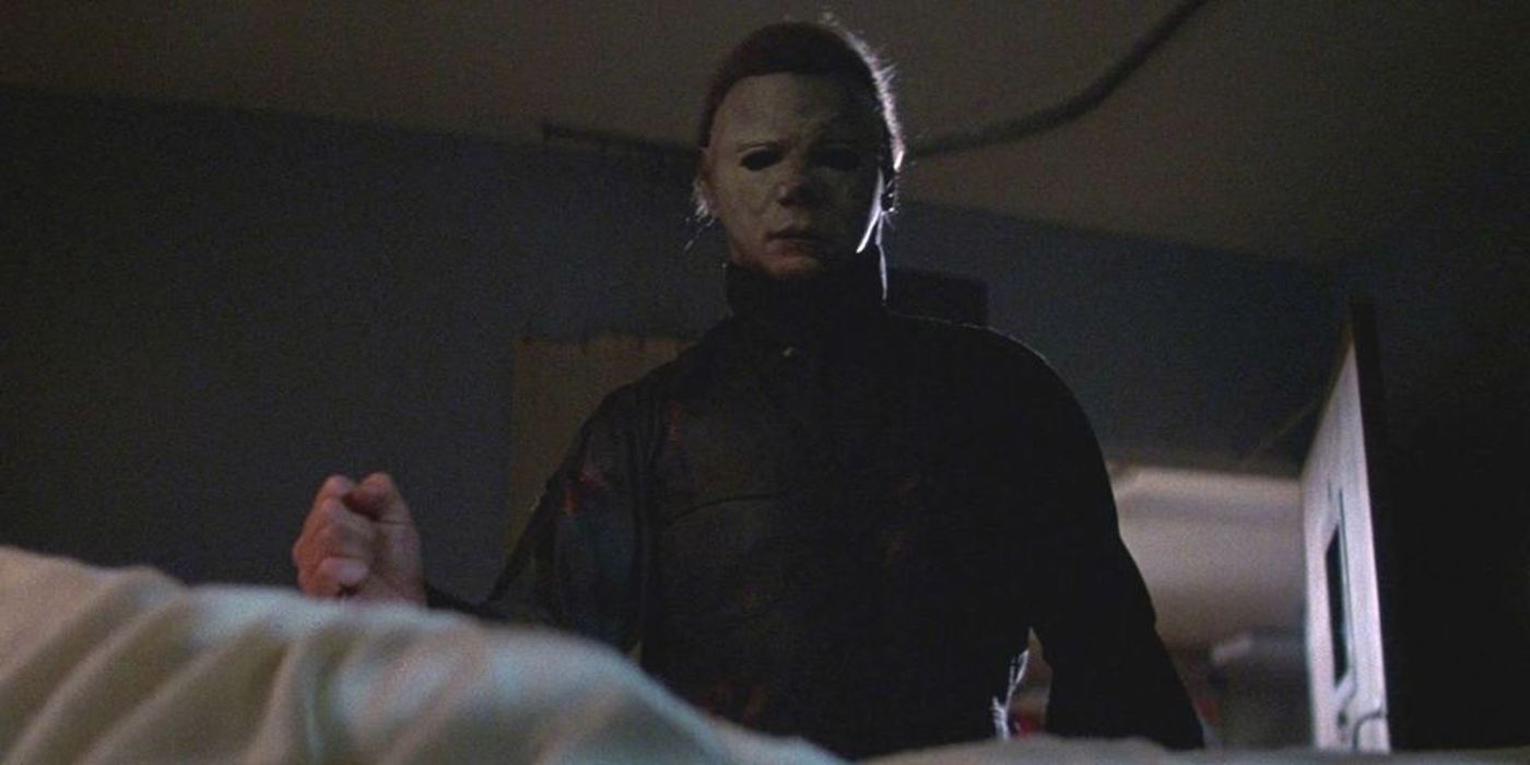 Michael Myers next to a hospital bed in Halloween II.
