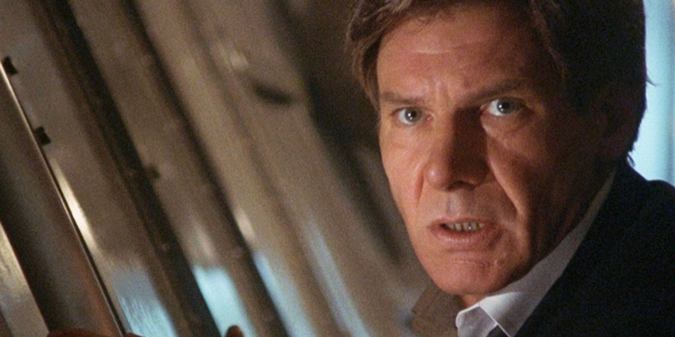 Harrison Ford looking at the camera in Air Force One