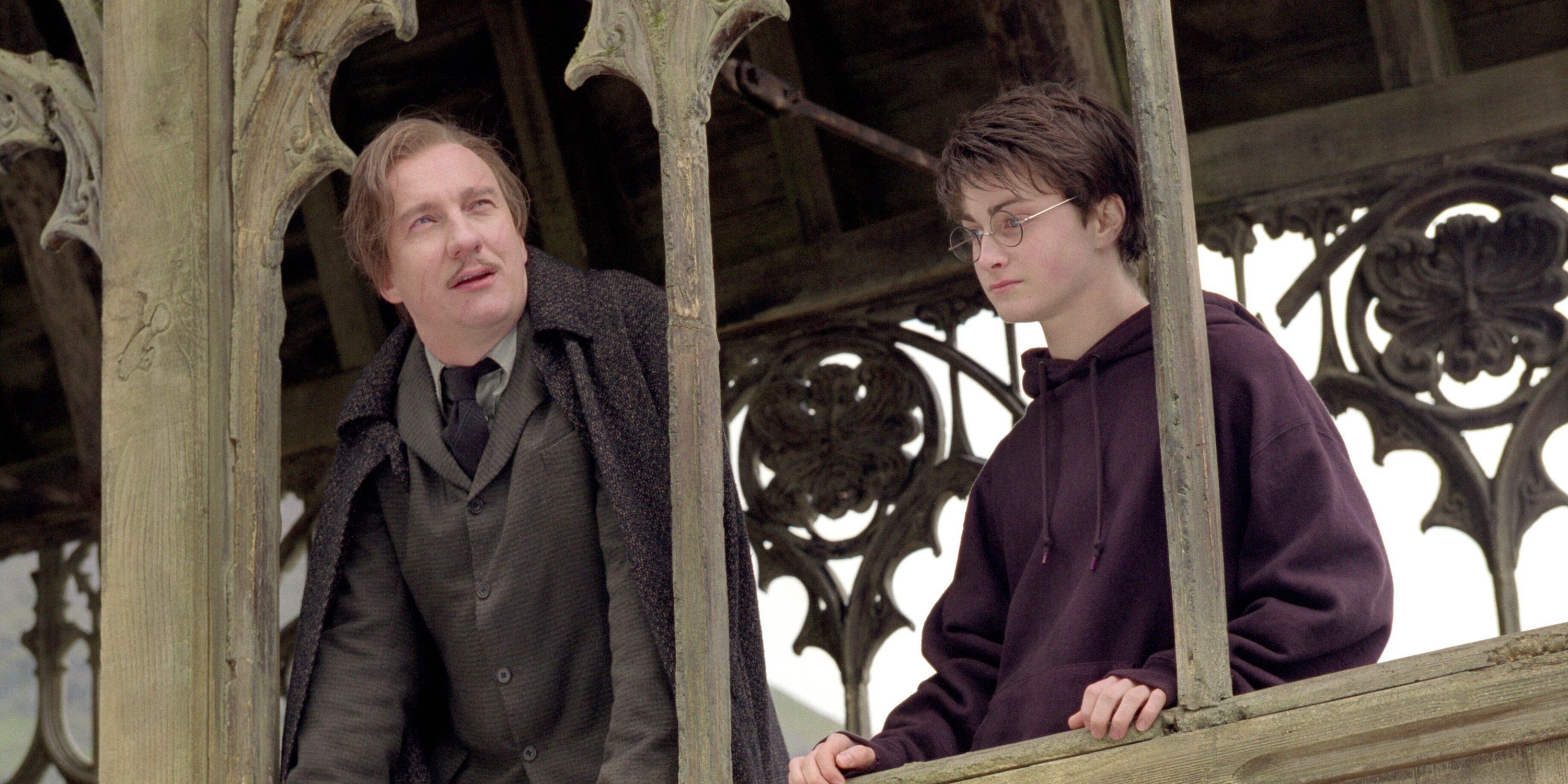 Remus and Harry on a bridge