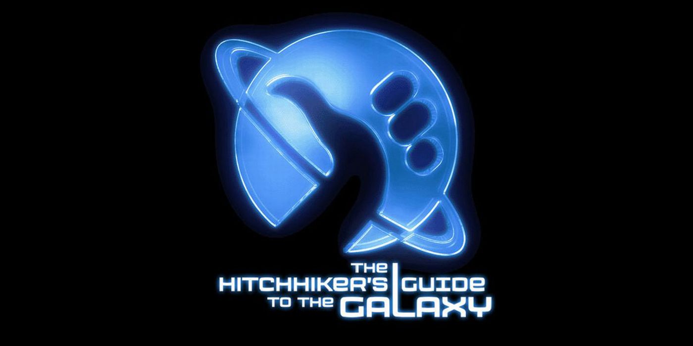 The cover for the novel The Hitchhiker's Guide To The Galaxy.