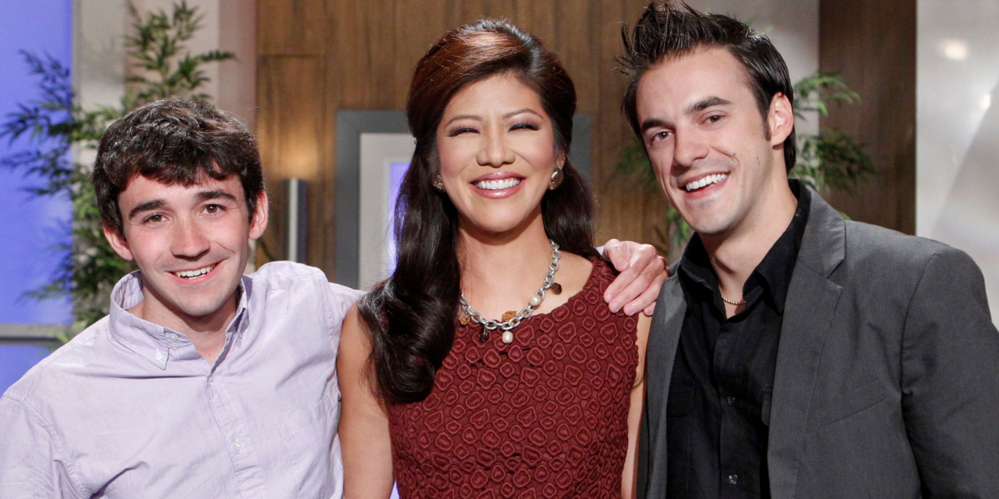 Ian and Dan standing with Julie on Big Brother