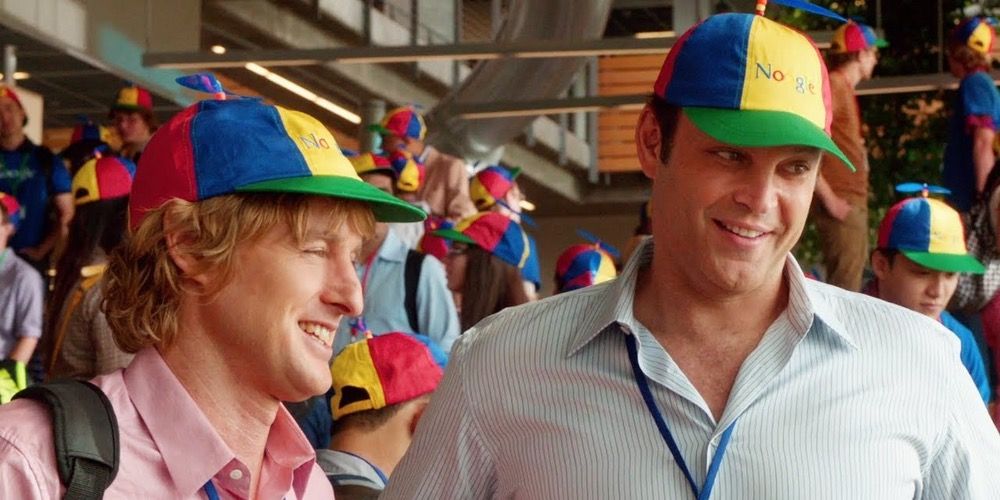 Billy and Nick wear Google hats in The Internship