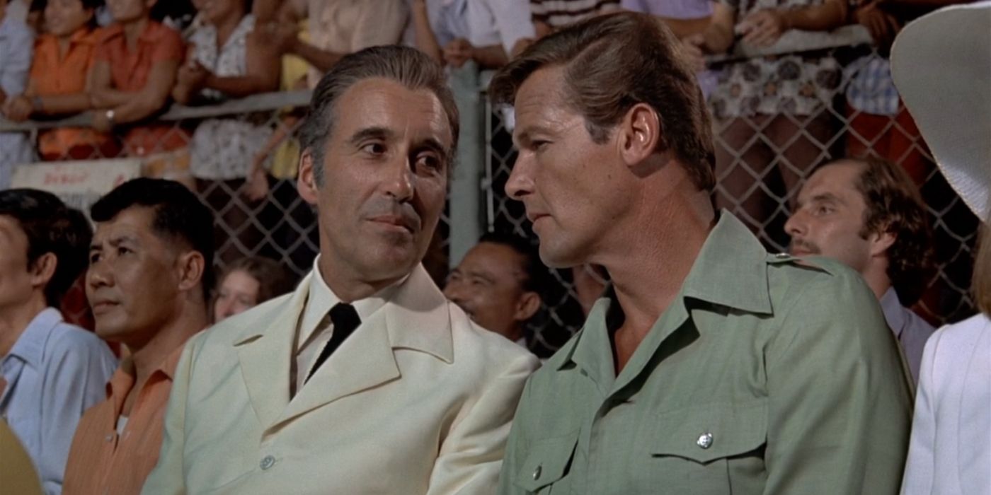 Bond banters with Scaramaga in The Man With The Golden Gun