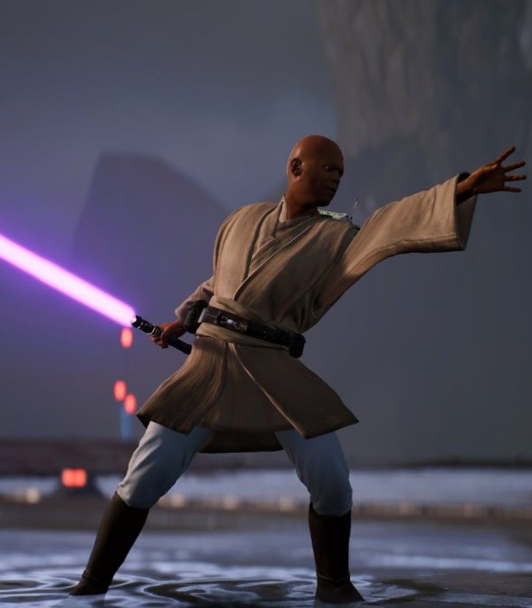 A player uses a mod to replace Cal with Mace Windu and the typical poncho with Jedi Robes in Star Wars Jedi: Fallen Order