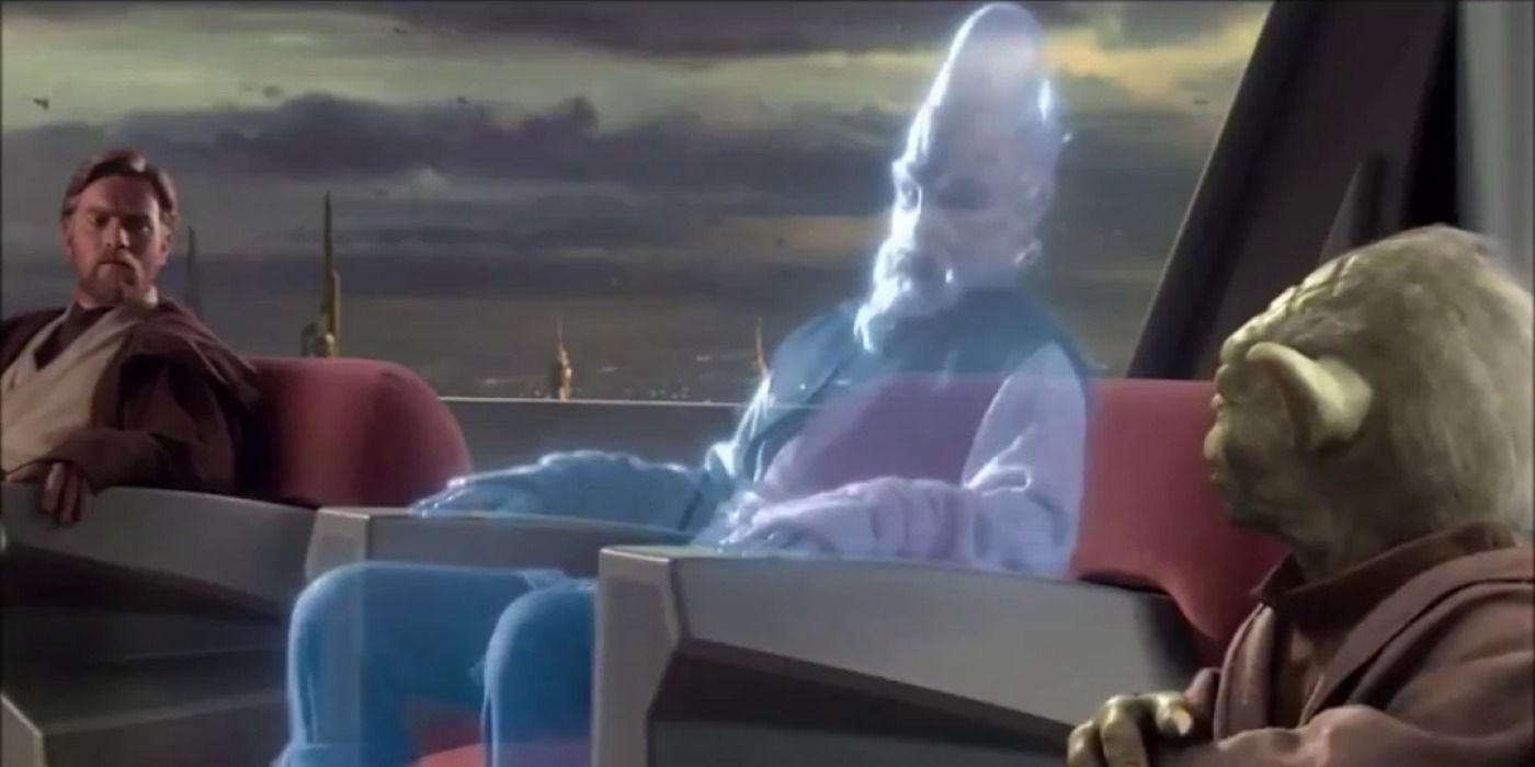 Ki-Adi Mundi wonders about the droid attack on the wookies during a Jedi Council meeting in Revenge of the Sith