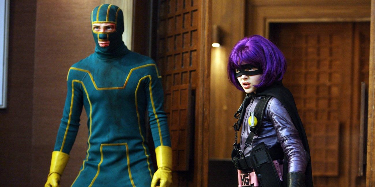 Kick-Ass and Hit-Girl stand together in Kick-Ass