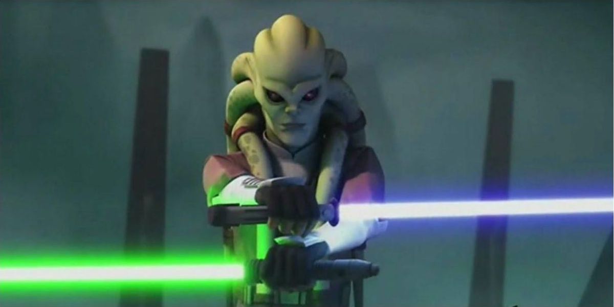 Kit Fisto with two lightsabers in Star Wars
